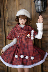 Rot gestreiftes Plaid-Print Herbst Winter Fischgrät süßes Korsett Lolita Kleid 2 Versionen